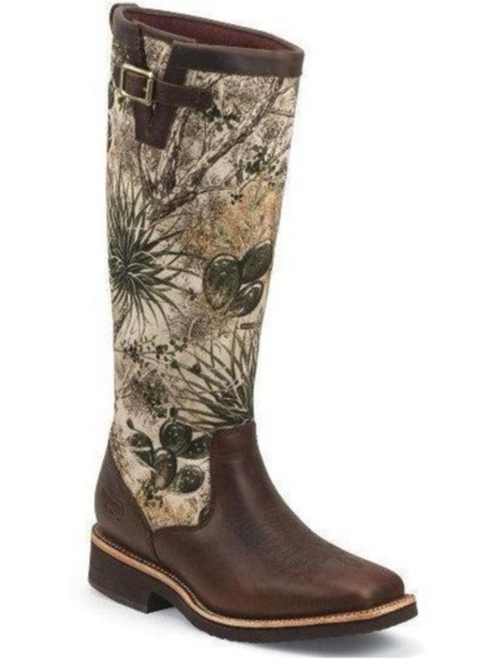 Chippewa Brown Leather & Cactus Print Tall Boot.